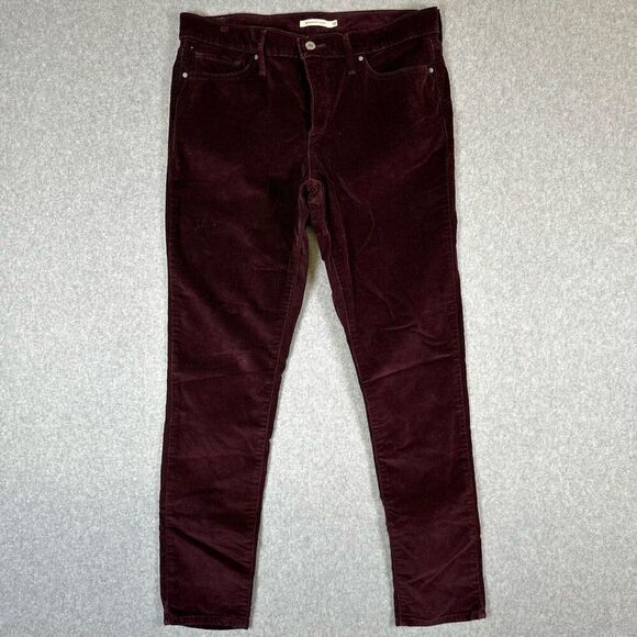 Levis Womens Size 32 Shaping Skinny Leg Corduroy Pants Burgundy Low Rise - Picture 1 of 10